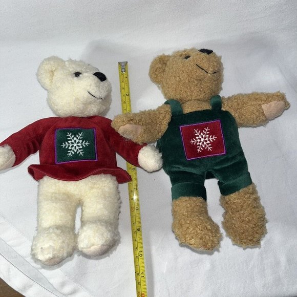 VTG Hallmark Kiss Kiss Mistletoe Plush Teddy Bears Magnetic Noses Christmas - Picture 13 of 14